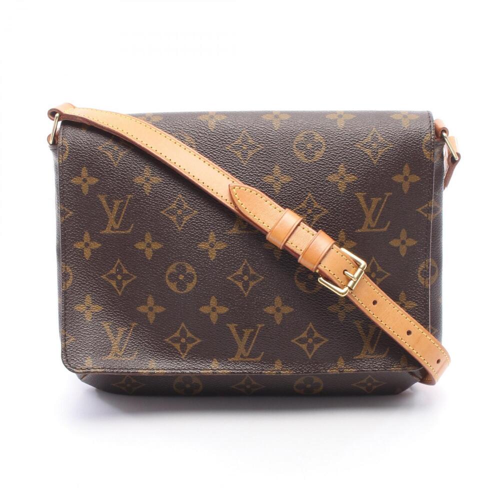Louis Vuitton Musette Tango Strap Monogram Canvas Leather Shoulder Bag Brown